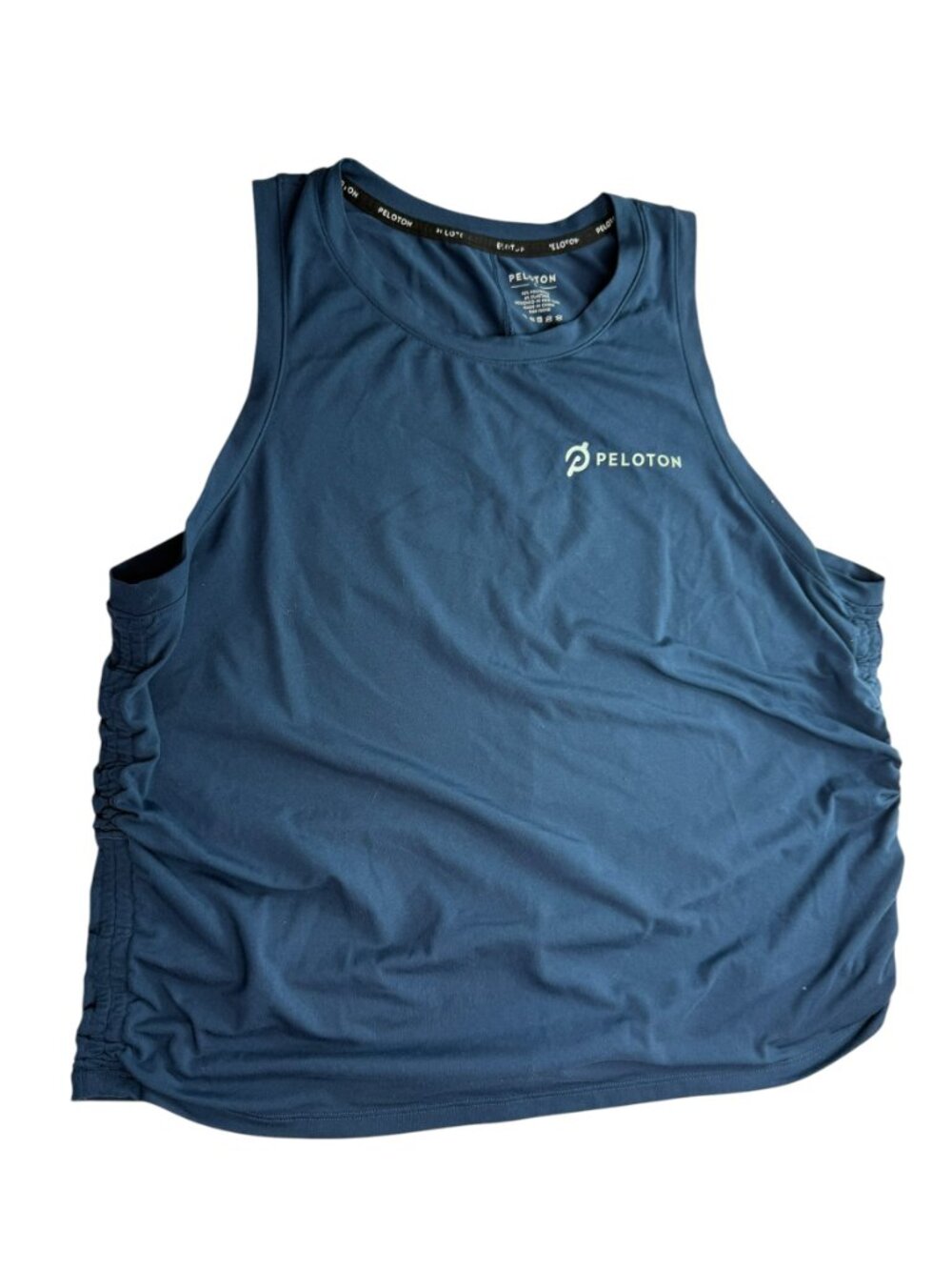 PELOTON Dark Blue Tank Top.  Size Women's Large.  Ruched Side.  Sleeveless